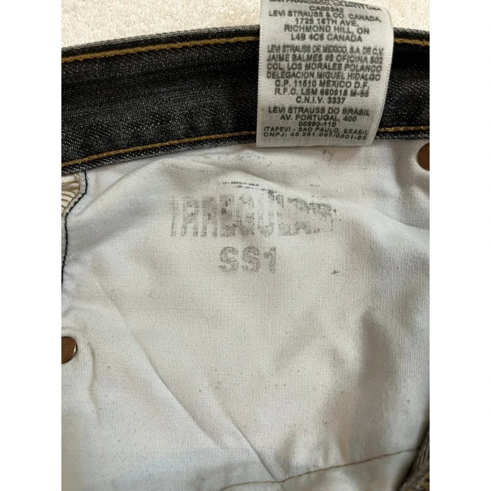 Levis 501 Jeans Button Fly 39x32 Black Wash Faded‎ Black Batwing Irregular 36x30